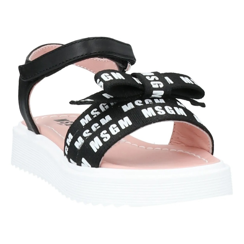 MSGM KIDS Slingback Sandals US1 EU32 Logo Bow Made in Italy